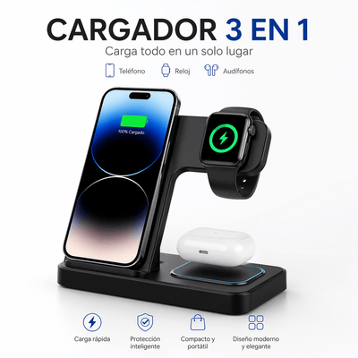 Cargador inalámbrico 3 en 1