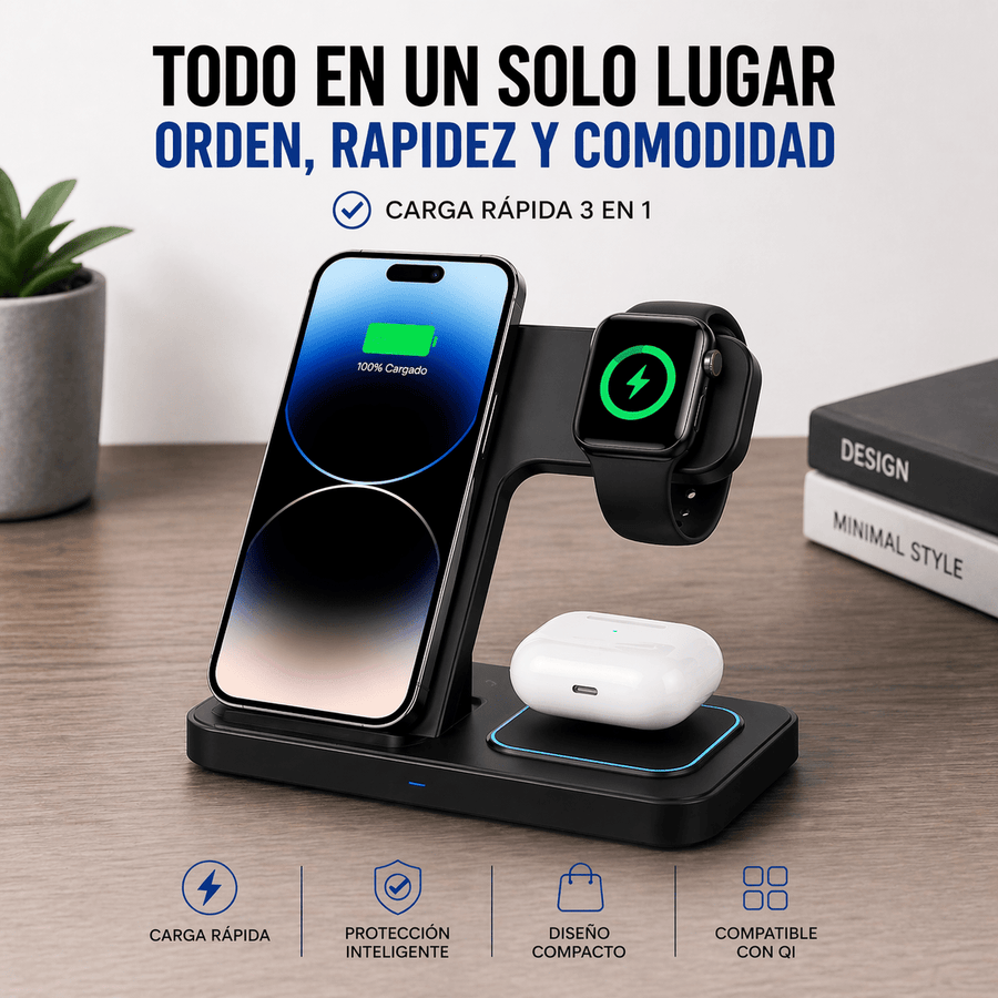 Cargador inalámbrico 3 en 1