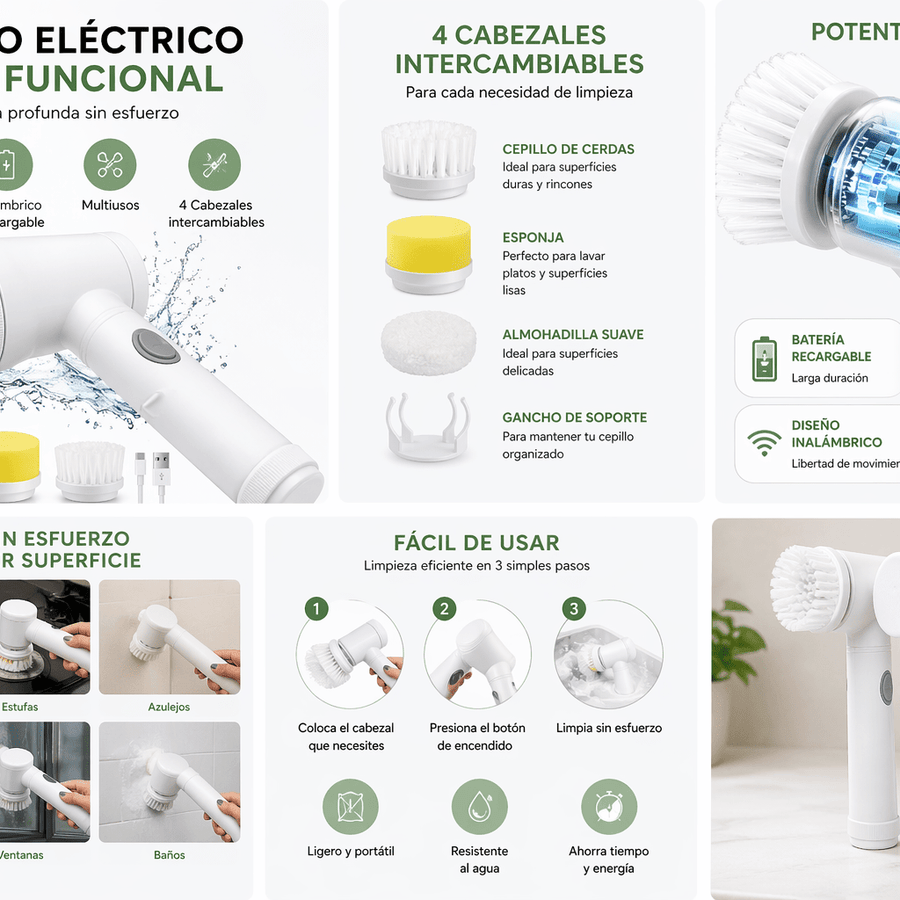 Cepillo Eléctrico Multifuncional de Limpieza