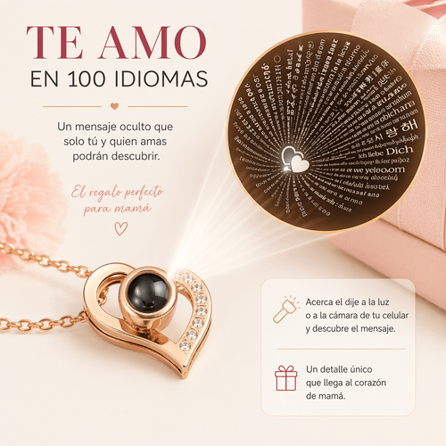 Collar Corazón Proyector “MOM” – Un Regalo con Significado + Caja de lujo