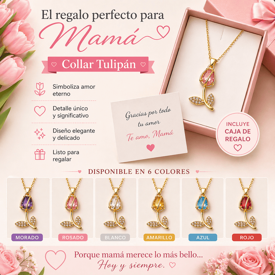 Collar Tulipán Elegante – Delicadeza que Enamora + Caja de Regalo