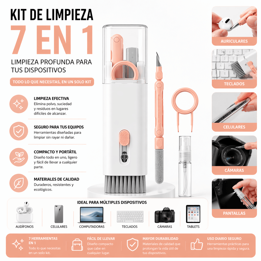 Kit de Limpieza 7 en 1 para dispositivos electrónicos