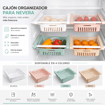 Set X 4 Cajón Organizador Ajustable para Nevera