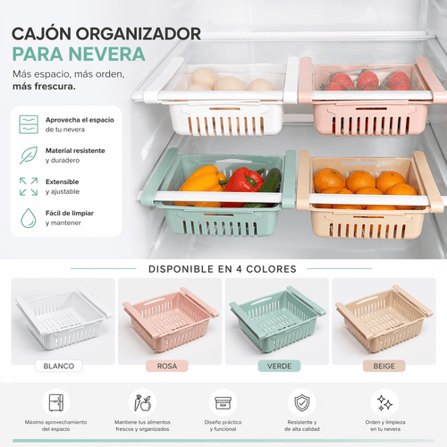 Set X 4 Cajón Organizador Ajustable para Nevera